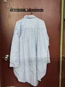 Blue Striped Embroidered Tunic Top