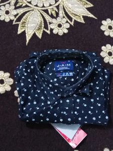 Stylish Navy Floral Print Men's Shirt