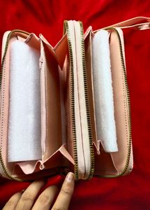Cute Pink Floral Double Zip Wallet