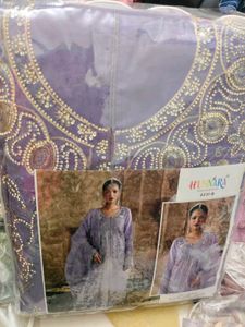 Elegant Lavender Embroidered Kameez Shalwar