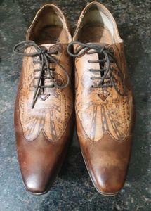 Brown Handmade genuine leather dress shoes