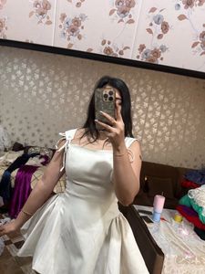 Cream Fit and Flare Mini Dress🦋🌻🎀