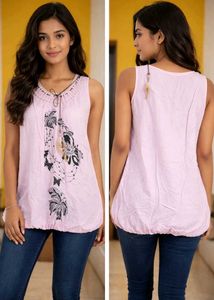Boho Chic Sleeveless Pink Tunic Top