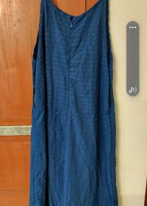 Textured Blue Culotte Jumpsuit