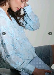 Light Blue Embroidered vero moda top
