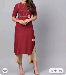 Elegant Maroon Embroidered Kurta
