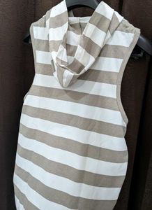 Men's Striped Sleeveless Hoodie T-Shirt