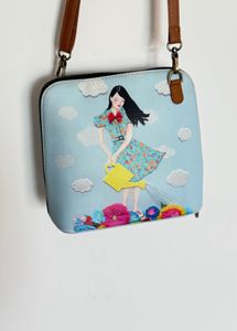 Sky Blue Illustrated Crossbody by DailyObjects