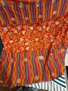 Vibrant Ethnic Saree with Embellishments