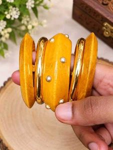 Vibrant Yellow &amp; Gold Bangle Set