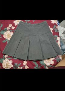 Pleated Grey Mini Skirt