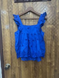 Mango Embroidered Ruffled Top(Brand new)