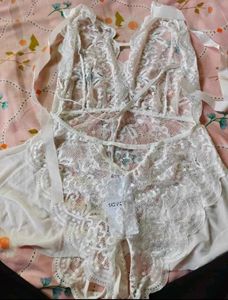 Elegant White Lace Teddy