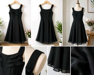 Chic Black Ruffle Strap Dress