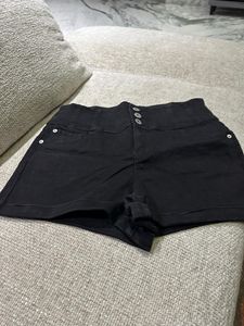 last price Black High-Waisted Denim Shorts