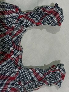 Plaid Lace-Up Top