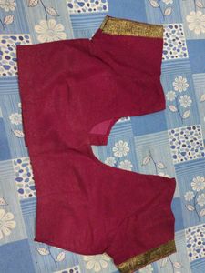 Maroon Blouse with Golden Border