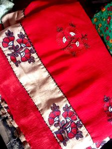 Elegant Red Embroidered Saree