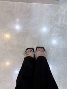 silver bow embellishment open toe heels