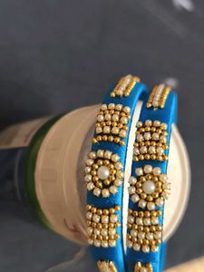 Blue Silk Thread Bangles - Set of 2
