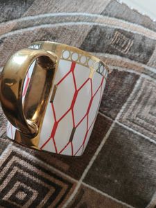 Elegant White &amp; Gold Geometric Mug