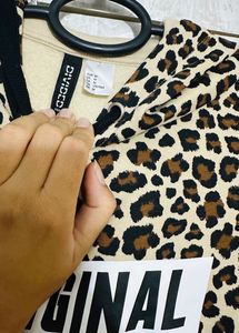 H&amp;M Leopard Print Sweatshirt With Hoodie