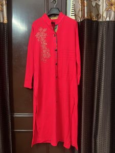Woolen Warm Kurti Pink Color Xl Size