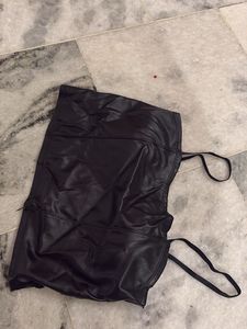 Black Faux Leather Corset Top