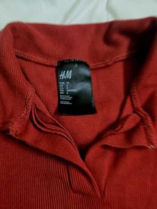 Rust Ribbed Polo Shirt