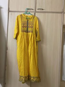 Vibrant Yellow Embroidered Kurta