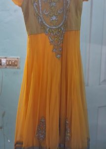 Yellow Embellished Anarkali Kurti For Women