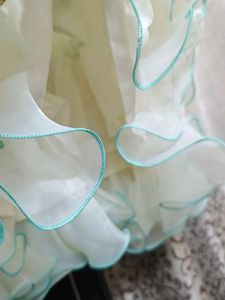 Elegant Turquoise &amp; White Flower Girl Dress