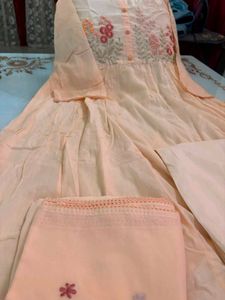 Elegant Peach Embroidered Kurta Set