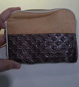 Pale Blue Floral Embossed Wallet+free pouch