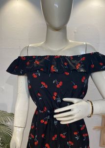 Cute Cherry Print Ruffle Dress