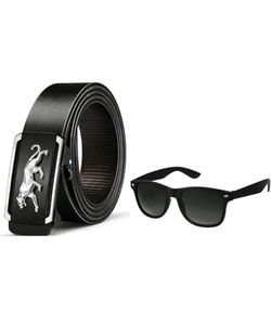 Men's Black Belt & Sunglasses Set