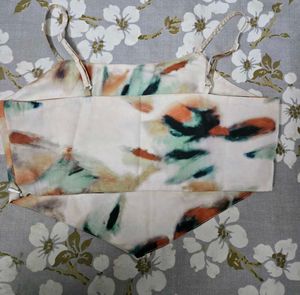 Abstract Print Spaghetti Strap Crop Top