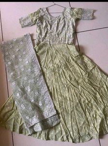Elegant Mint Green Anarkali Gown