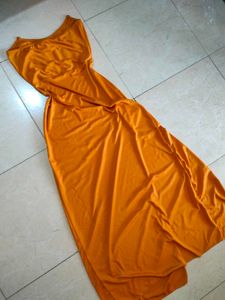 Orange Maxi Dress with Slits🌺🪞🐚🦪