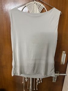 Sleeveless Top with Fringe Detail