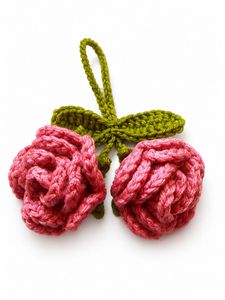 Handmade Crochet Twin Rose Hanging Charm