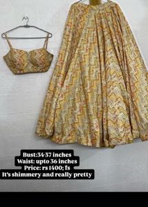 Beautiful Yellow Printed Lehenga Set