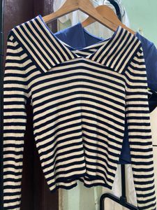 Striped Knit Long Sleeve Top