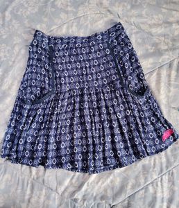 Boho Blue Print Mini Skirt