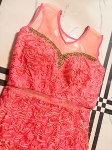 Stunning Coral Embroidered Gown