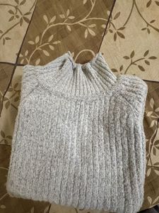 Cozy Gray Knit Turtleneck Sweater
