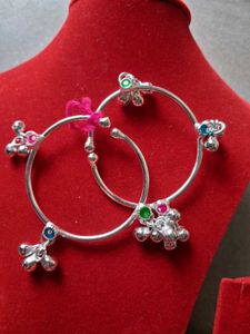 Silver Anklets with Colorful Stones