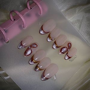 Red Cat Eye French Butterfly Press On Nails