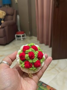 Crocheted Flower Bouquet Keychain