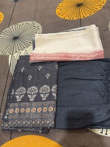 Gray Embroidered Kurti Set Pure Crepe